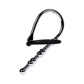 Серебристый уретральный плаг-бусины TOYFA Metal с мягким фиксириющим кольцом - ToyFa - купить с доставкой в Подольске