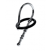 Серебристый уретральный плаг-бусины TOYFA Metal с мягким фиксириющим кольцом - ToyFa - купить с доставкой в Подольске