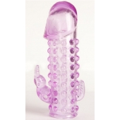 Закрытая фиолетовая насадка с 2 отростками - 13 см. - Toyfa Basic - в Подольске купить с доставкой