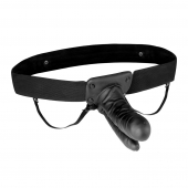 Полый страпон с двумя отростками и вибрацией Unisex Vibrating Hollow Strap-On Double Penetrating Dildo - 17,8 см. - Lux Fetish - купить с доставкой в Подольске