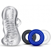 Набор для мужчин Jerk Off: мастурбатор и 3 эрекционных кольца - Blush Novelties - в Подольске купить с доставкой