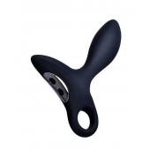 Черный силиконовый анальный вибромассажер Erokey с колечком-ограничителем - Erokay - в Подольске купить с доставкой