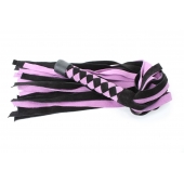 Черно-розовая плеть из замши - 58 см. - БДСМ Арсенал - купить с доставкой в Подольске