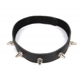 Черный ошейник на липучке с металлическими шипами - Notabu - купить с доставкой в Подольске
