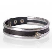 Узкий серебристо-черный ошейник - Sitabella - купить с доставкой в Подольске