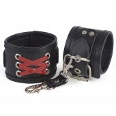 Кожаные наручники с декоративной лаковой шнуровкой - Sitabella - купить с доставкой в Подольске