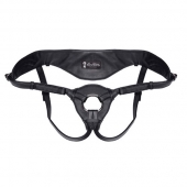 Черные трусики для страпона из патентованной кожи - Lux Fetish - купить с доставкой в Подольске