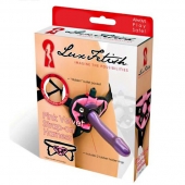 Черно-розовые плюшевые трусики для страпона - Lux Fetish - купить с доставкой в Подольске