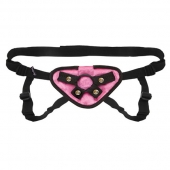 Черно-розовые плюшевые трусики для страпона - Lux Fetish - купить с доставкой в Подольске