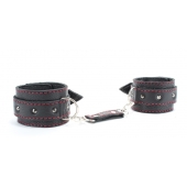 Черные оковы с шипами и контрастной строчкой - БДСМ Арсенал - купить с доставкой в Подольске