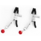 Металлические зажимы на соски с декором в виде красных шариков - Notabu - купить с доставкой в Подольске