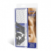 Комбинированное двойное кольцо с разделителем для мошонки и поводком - BlueLine - купить с доставкой в Подольске