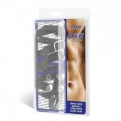 Комбинированный ремень на пенис с 3 кольцами и разделителем мошонки - BlueLine - купить с доставкой в Подольске