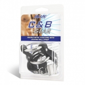 Двойное металлическое кольцо на пенис с замком на ремне - BlueLine - купить с доставкой в Подольске