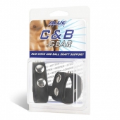 Двойной поддерживаюший ремень для пениса с заклепками - BlueLine - купить с доставкой в Подольске