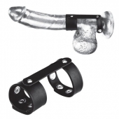 Двойной поддерживаюший ремень для пениса с заклепками - BlueLine - купить с доставкой в Подольске