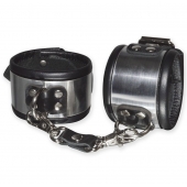 Эффектные серебристо-черные наручники с металлическим блеском - Sitabella - купить с доставкой в Подольске