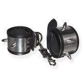 Серебристо-черные наручники с шипами и металлическим блеском - Sitabella - купить с доставкой в Подольске