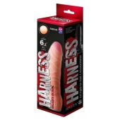 Телесная изогнутая насадка на Harness с коннектором BLACK LINE - 17 см. - LOVETOY (А-Полимер) - купить с доставкой в Подольске