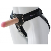 Черный пояс-трусики с насадкой  Гламур Dana  - 15,5 см. - LOVETOY (А-Полимер) - купить с доставкой в Подольске