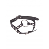 Кляп-кольцо на чёрных кожаных ремешках с застёжкой - Sitabella - купить с доставкой в Подольске