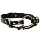 Кляп-кольцо на чёрных кожаных ремешках с застёжкой - Sitabella - купить с доставкой в Подольске