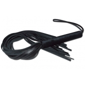 Чёрная кожаная плеть с жесткой ручкой - 63 см. - Sitabella - купить с доставкой в Подольске