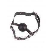 Чёрный кляп-шар на кожаных ремешках с пряжкой - Sitabella - купить с доставкой в Подольске