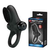 Черное эрекционное виброкольцо в клиторальной щеточкой Vibrant Penis Ring II - Baile - в Подольске купить с доставкой