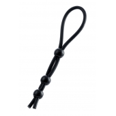 Черное лассо на пенис с тремя бусинами - A-toys - в Подольске купить с доставкой