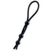 Черное лассо на пенис с тремя бусинами - A-toys - в Подольске купить с доставкой