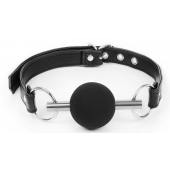 Черный силиконовый кляп-шарик на ремешке - Notabu - купить с доставкой в Подольске