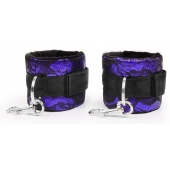Фиолетово-черные наручники с карабинами - Notabu - купить с доставкой в Подольске