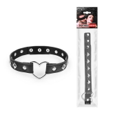 Черный ошейник с серебристыми ромбиками и сердечком - Notabu - купить с доставкой в Подольске