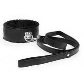 Черный ошейник на поводке с ручкой-петлей - Notabu - купить с доставкой в Подольске