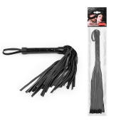 Черная многохвостовая плеть с круглой гладкой ручкой - 38 см. - Notabu - купить с доставкой в Подольске