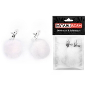 Зажимы для сосков с белым пушком - Notabu - купить с доставкой в Подольске