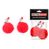 Зажимы для сосков с красным пушком - Notabu - купить с доставкой в Подольске