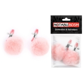 Зажимы для сосков с розовым пушком - Notabu - купить с доставкой в Подольске