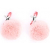 Зажимы для сосков с розовым пушком - Notabu - купить с доставкой в Подольске