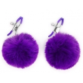 Зажимы для сосков с фиолетовым пушком - Notabu - купить с доставкой в Подольске