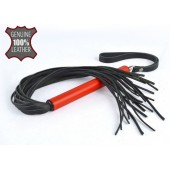 Черная кожаная плеть MIX с красной рукоятью - 47 см. - Sitabella - купить с доставкой в Подольске