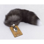 Серебристая анальная пробка с пушистым хвостиком - Sitabella - купить с доставкой в Подольске