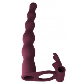 Бордовая вибронасадка для двойного проникновения Jungle Bunny - 17 см. - Lola Games - купить с доставкой в Подольске