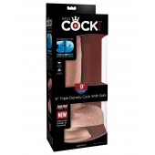 Телесный фаллоимитатор на присоске 9  Triple Density Cock with Balls - 24,1 см. - Pipedream