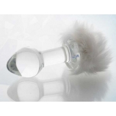 Стеклянная анальная втулка с хвостиком - 9,5 см. - Sexus - купить с доставкой в Подольске