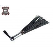 Черный кистевой флогер с серебристой ручкой - 23 см. - Sitabella - купить с доставкой в Подольске