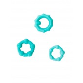 Набор из 3 бирюзовых рельефных эрекционных колец - Sitabella - в Подольске купить с доставкой