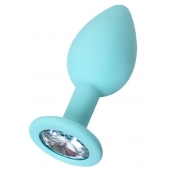 Мятная анальная пробка с прозрачным кристаллом Brilliant - 7 см. - ToyFa - купить с доставкой в Подольске