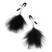 Зажимы для сосков с черными перьями - Lux Fetish - купить с доставкой в Подольске